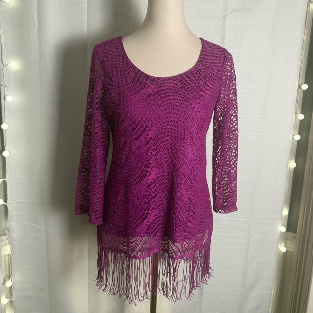 Melissa Paige Asymmetrical Pink 3/4 Sleeve Blouse